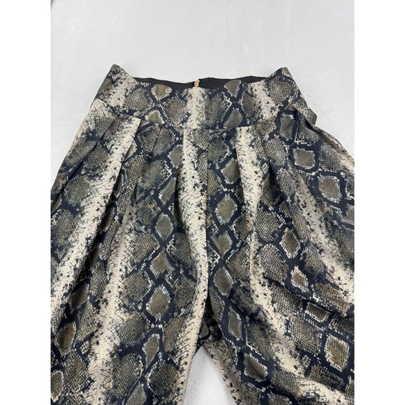 Gracia Pleated Satin Wide Leg Pants Women Medium  Snake Print Flowy Boho - Picture 9 of 13